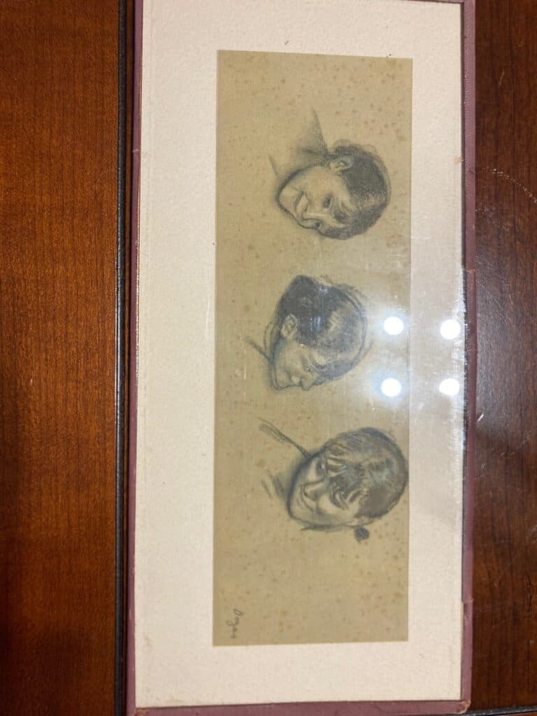 Tasación de precio para el Carboncillo firmado Degas – Obra de arte que representa 3 cabezas de mujeres.