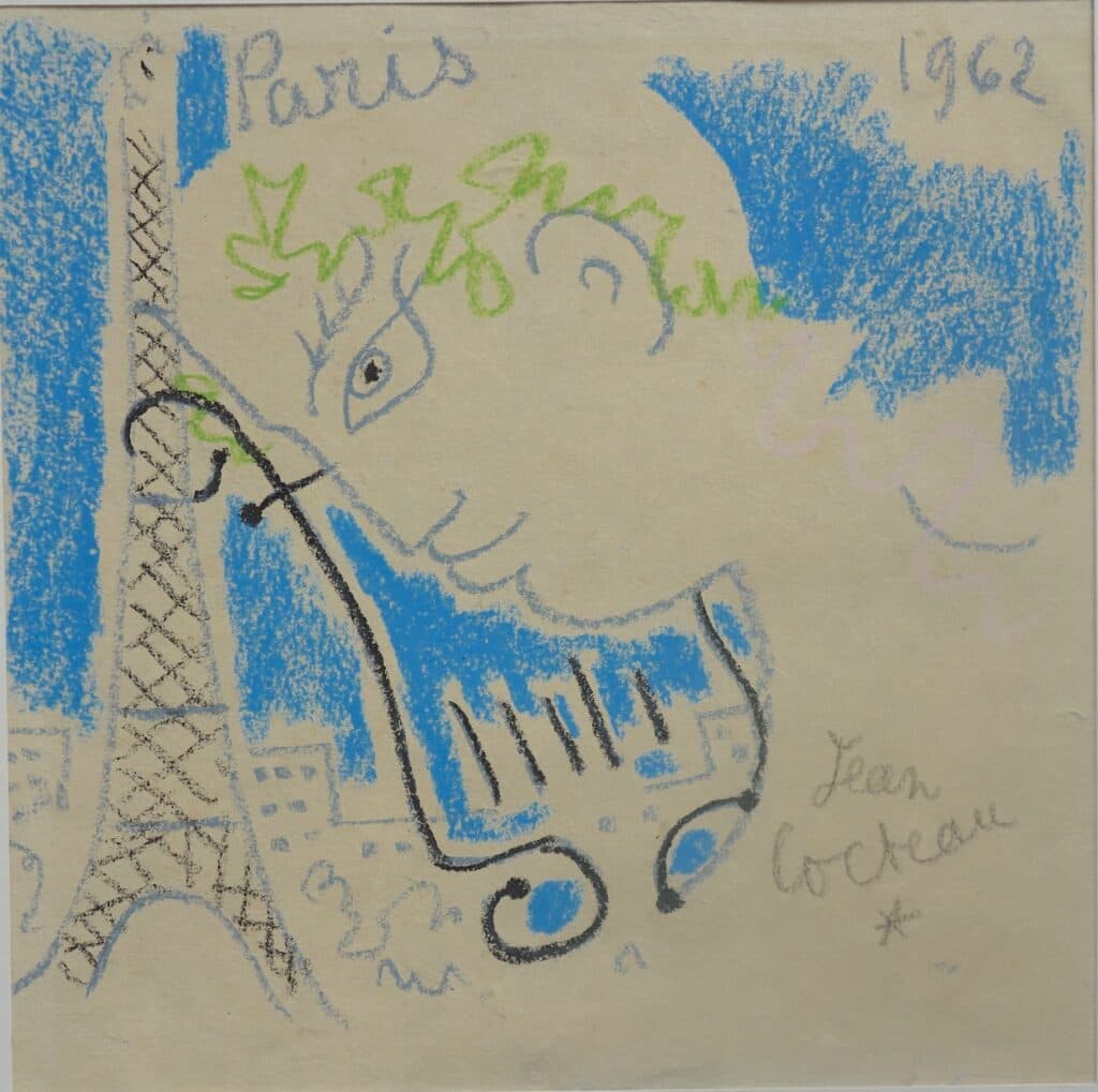 Dibujo “Orfeo con la lira y Torre Eiffel” de Jean Cocteau: Subasta y tasación Dibujo “Orfeo con la lira y Torre Eiffel” de Jean Cocteau: Subasta y tasación