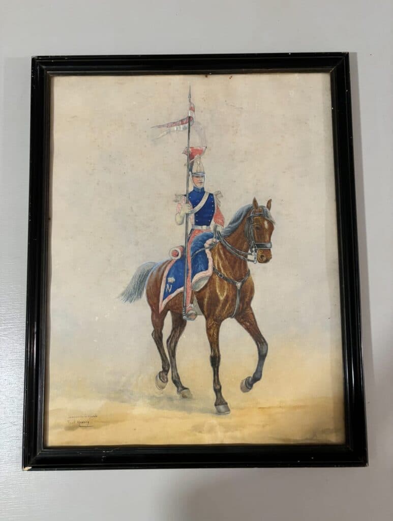 Tasación de la obra de arte original “Acuarela” de Paul Hemdey, representación de un lancer de la guardia