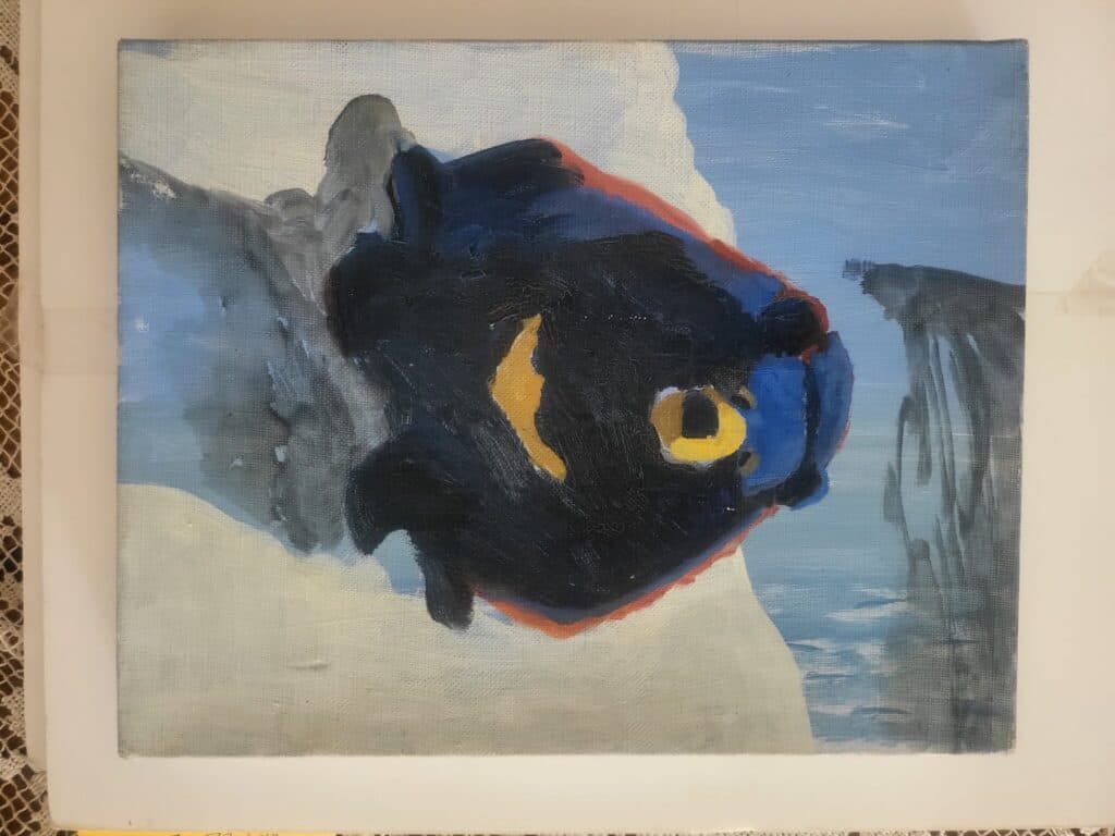 Tasación de valor para una obra de arte de Gilles Aillaud – Óleo sobre lienzo que representa un oso pardo datado en 1992