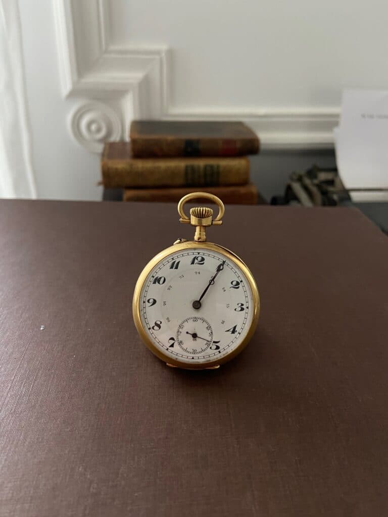 Reloj de bolsillo antiguo de oro 4,5 cm